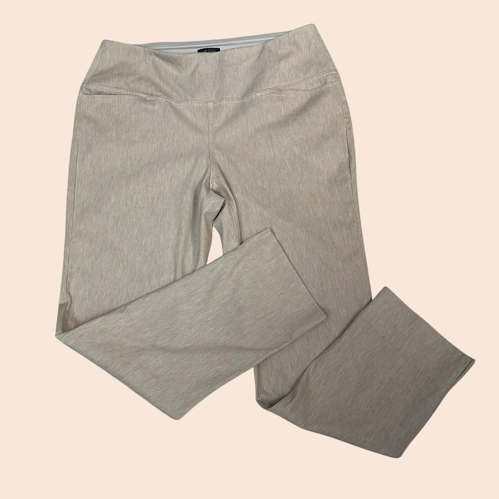 J. Jill Light Camel Heathered Straight Leg Pants Stretchy Waist sz M New Cotton